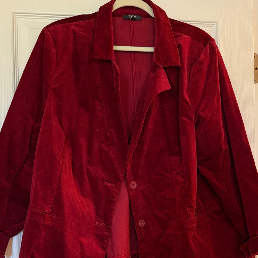 NYDJ Deep Red Velvet Blazer Jacket